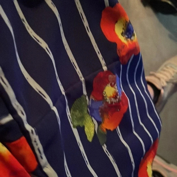 Maison Jules Blue Striped Floral Skeeveless Skater Dress - Picture 9 of 10